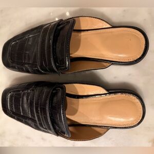 Marc Fisher Black Croc-Embossed Women's Loafers